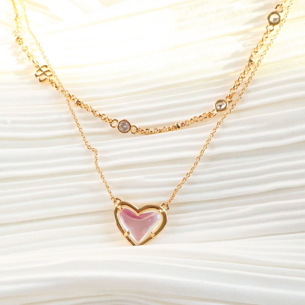 Love Gold Dichroic Glass Necklace by Alicia Bonnie